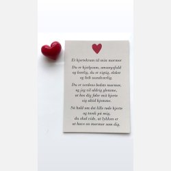 Hjertekram til min mormor (Lille rdt glashjerte og tilhrende A7 kort)