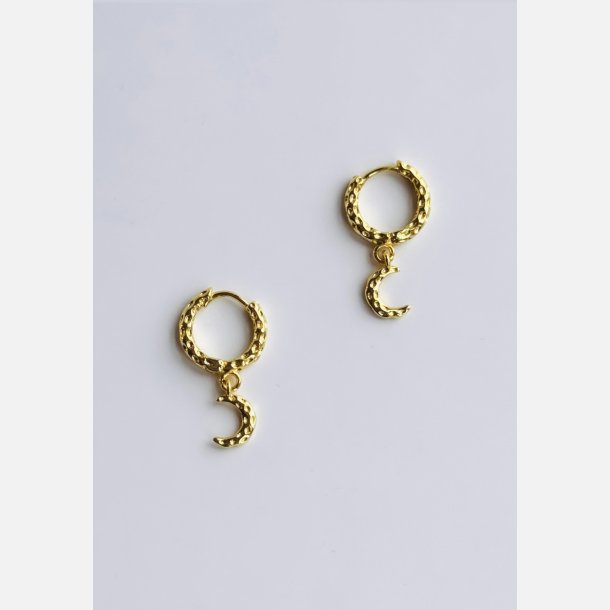 Hoops med m�nevedh�ng | forgyldt messing (12 mm + 7 mm vedh�ng)
