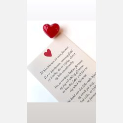 Hjertekram til min farmor (Lille rdt glashjerte og tilhrende A7 kort)