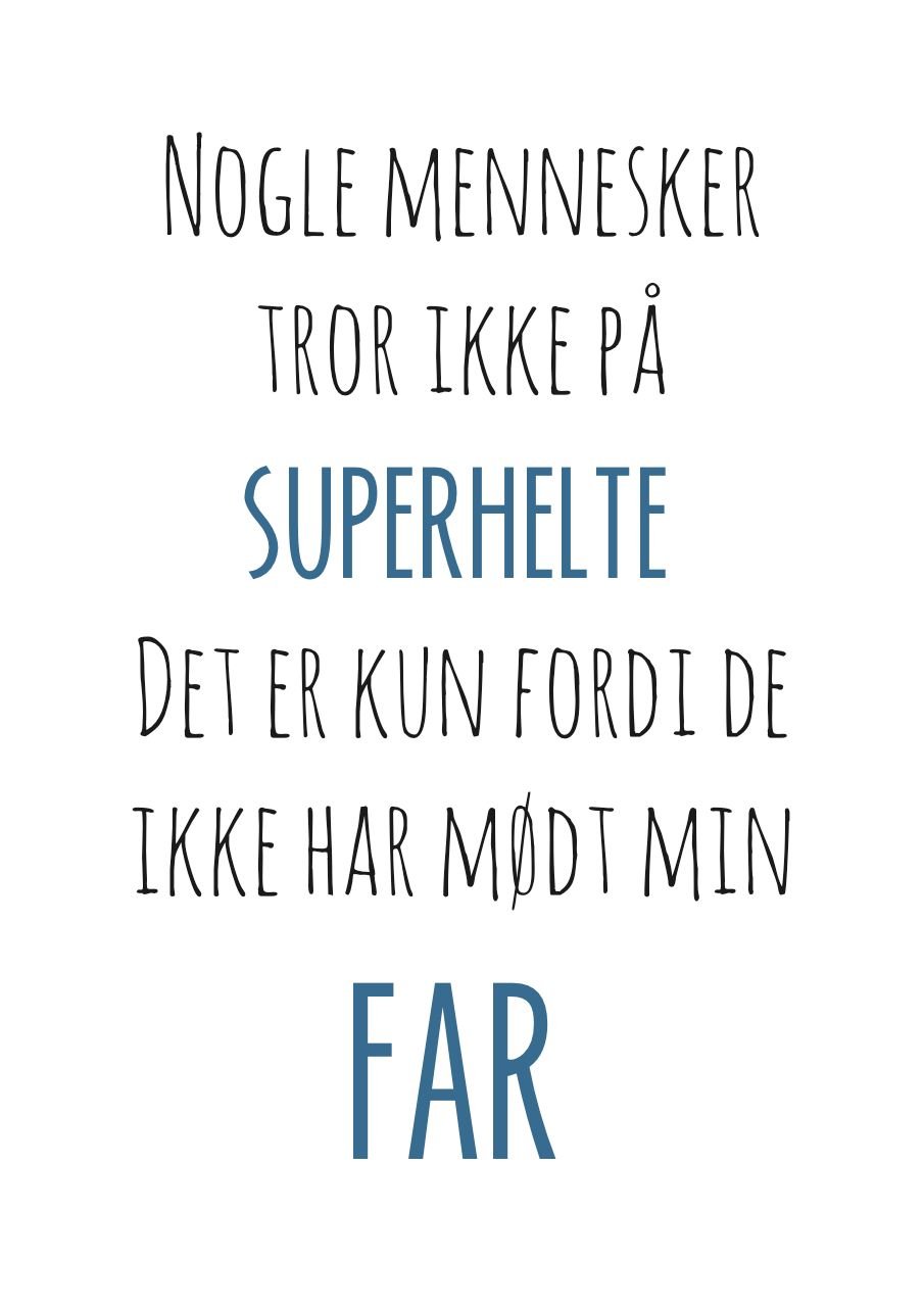 Superhelte Far (udsalg) - Kort (A5, A4, A3) - StiLia ApS