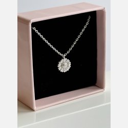 Solsikke halsk�de med vedh�ng | fors�lvet messing (40+5cm)