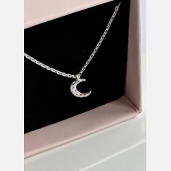 Halsk�de med m�nevedh�ng | fors�lvet messing (40+5cm)