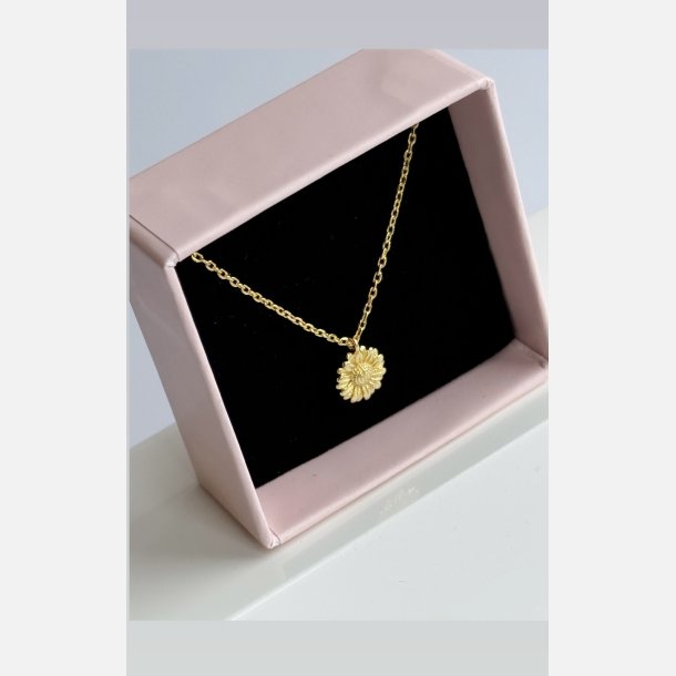 Solsikke halsk�de med vedh�ng | forgyldt messing (40+5cm)