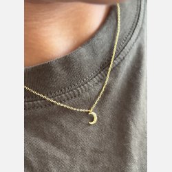 Halsk�de med m�nevedh�ng | forgyldt messing (40+5cm)