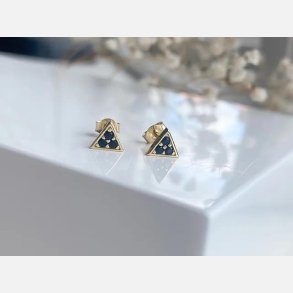 Trekantede restikker med sorte zirkonia sten (Forgyldte) UDEN SMYKKESKER