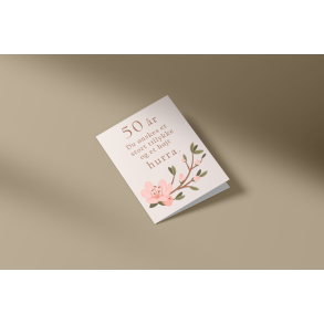 50 rs fdselsdag - rosa (A7 foldekort)