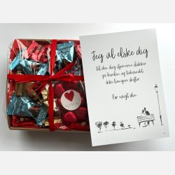 For evigt din | Valentinskurv med chokolade og A5 kort (F�rdigpakket gavekurv)
