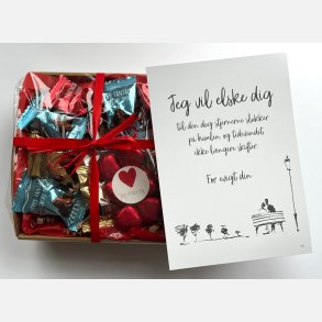 For evigt din | Valentinskurv med chokolade og A5 kort (F�rdigpakket gavekurv)