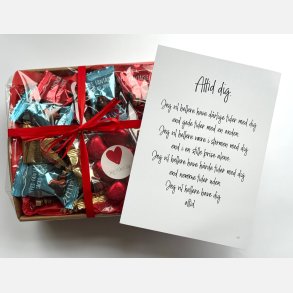 Altid dig | Valentinskurv med chokolade og A5 kort (F�rdigpakket gavekurv)
