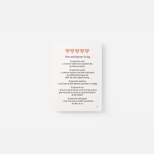 Fem sm� hjerter | Forgyldt armb�nd og A5 kort til konfirmand