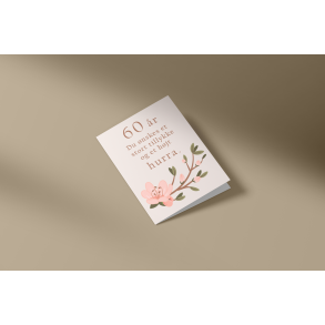 60 rs fdselsdag - rosa (A7 foldekort)