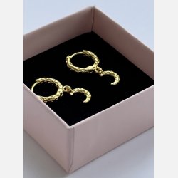 Hoops med m�nevedh�ng | forgyldt messing (12 mm + 7 mm vedh�ng)