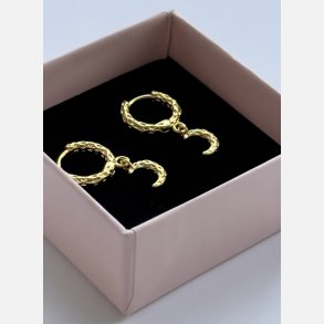 Hoops med m�nevedh�ng | forgyldt messing (12 mm + 7 mm vedh�ng)