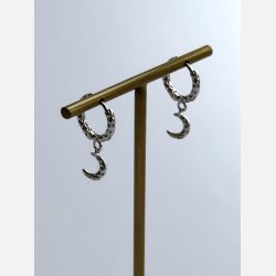 Hoops med m�nevedh�ng | fors�lvet messing (12 mm + 7 mm vedh�ng)