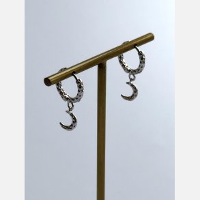 Hoops med m�nevedh�ng | fors�lvet messing (12 mm + 7 mm vedh�ng)