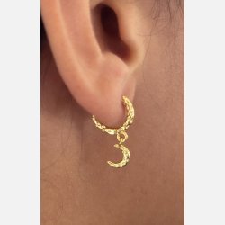 Hoops med m�nevedh�ng | forgyldt messing (12 mm + 7 mm vedh�ng)