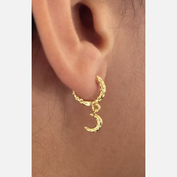 Hoops med m�nevedh�ng | forgyldt messing (12 mm + 7 mm vedh�ng)