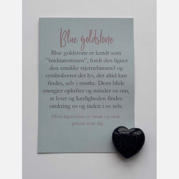 Blue goldstone hjertesten med A7-kort | Midnatsstenen