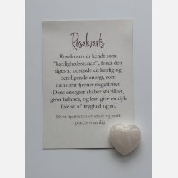Rosakvarts hjertesten med A7-kort | K�rlighedsstenen