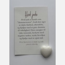 Hvid jade hjertesten med A7-kort | Dr�mmestenen