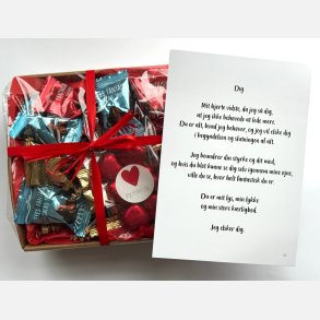Dig. Jeg elsker dig | Valentinskurv med chokolade og A5 kort (F�rdigpakket gavekurv)