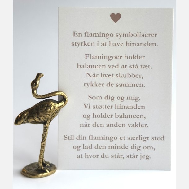 Lille flamingo | messingfigur og A7-kort | dig og mig