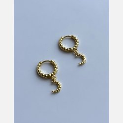 Hoops med m�nevedh�ng | forgyldt messing (12 mm + 7 mm vedh�ng)