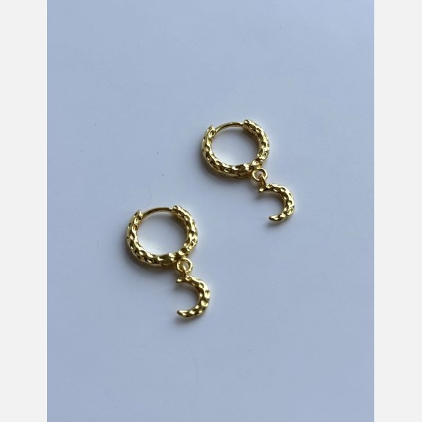 Hoops med m�nevedh�ng | forgyldt messing (12 mm + 7 mm vedh�ng)