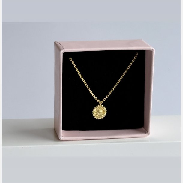 Solsikke halsk�de med vedh�ng | forgyldt messing (40+5cm)