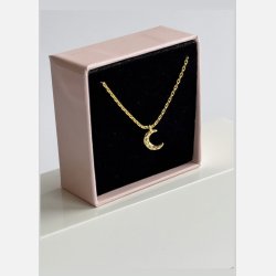 Halsk�de med m�nevedh�ng | forgyldt messing (40+5cm)