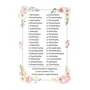 Bryllupsdage navne (A5)