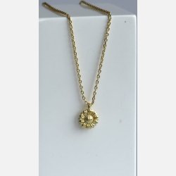 Solsikke halsk�de med vedh�ng | forgyldt messing (40+5cm)