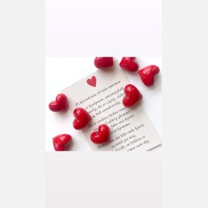 Hjertekram til min mormor (Lille rdt glashjerte og tilhrende A7 kort)