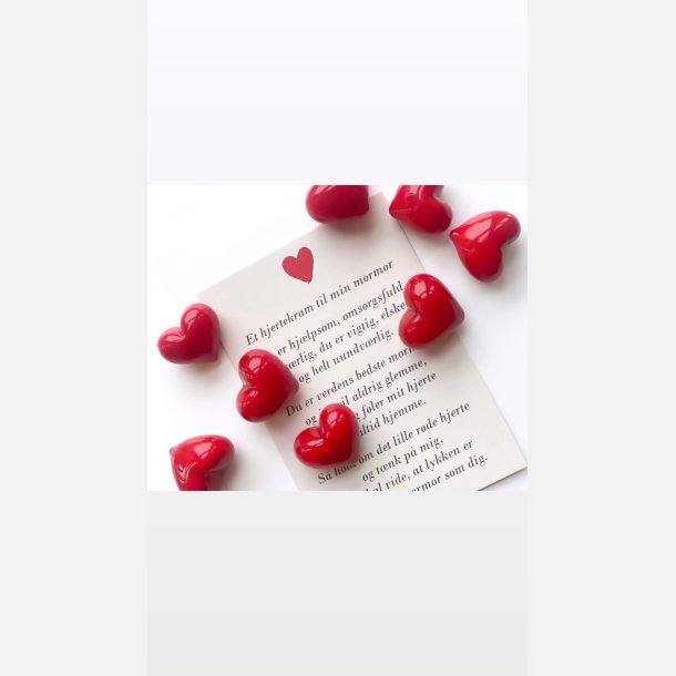 Hjertekram til min mormor (Lille rdt glashjerte og tilhrende A7 kort)