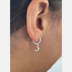 Hoops med m�nevedh�ng | fors�lvet messing (12 mm + 7 mm vedh�ng)