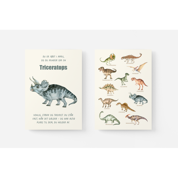 Dinosaur Mnedsplakat April + Bonusplakat (2 stk A4 plakater)
