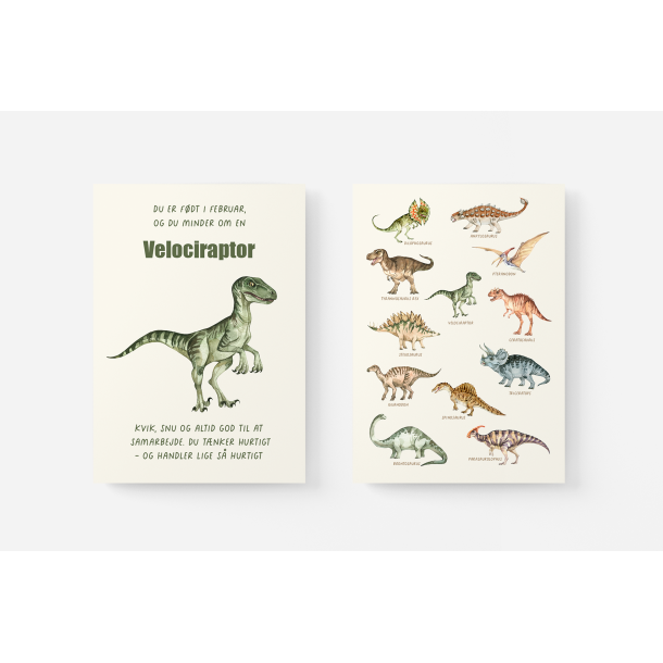 Dinosaur Mnedsplakat Februar + Bonusplakat (2 stk A4 plakater)