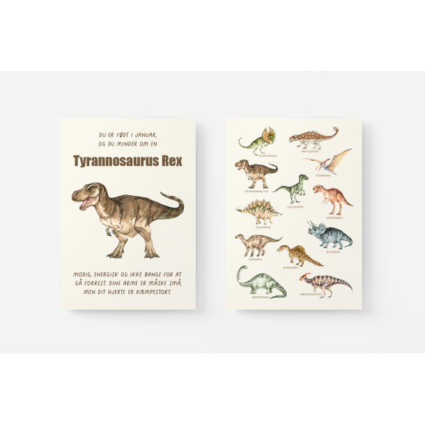 Dinosaur Mnedsplakat Januar + Bonusplakat (2 stk A4 plakater)