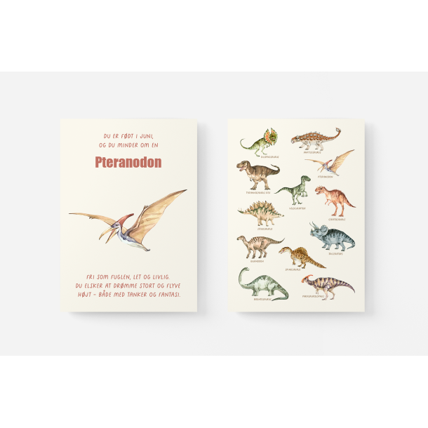 Dinosaur Mnedsplakat Juni + Bonusplakat (2 stk A4 plakater)