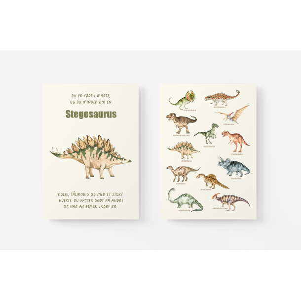 Dinosaur Mnedsplakat Marts + Bonusplakat (2 stk A4 plakater)