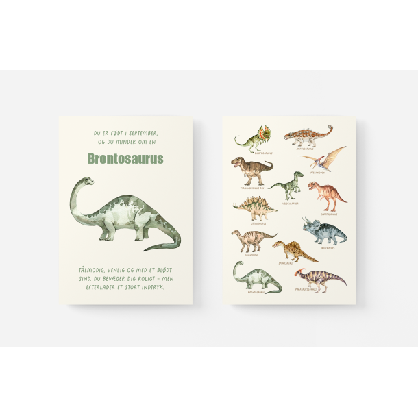 Dinosaur Mnedsplakat September + Bonusplakat (2 stk A4 plakater)