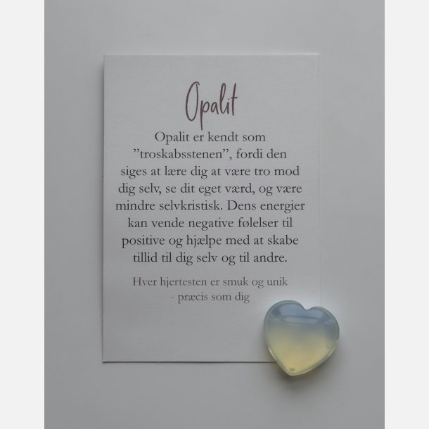 Opalit hjertesten med A7-kort | Troskabsstenen