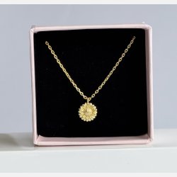 Solsikke halsk�de med vedh�ng | forgyldt messing (40+5cm)