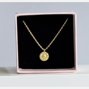 Solsikke halsk�de med vedh�ng | forgyldt messing (40+5cm)