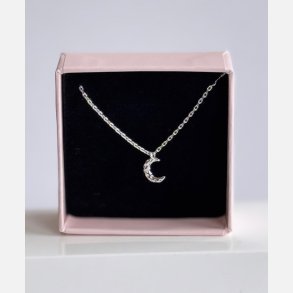 Halsk�de med m�nevedh�ng | fors�lvet messing (40+5cm)