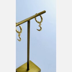 Hoops med m�nevedh�ng | forgyldt messing (12 mm + 7 mm vedh�ng)