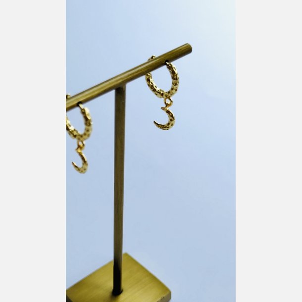 Hoops med m�nevedh�ng | forgyldt messing (12 mm + 7 mm vedh�ng)