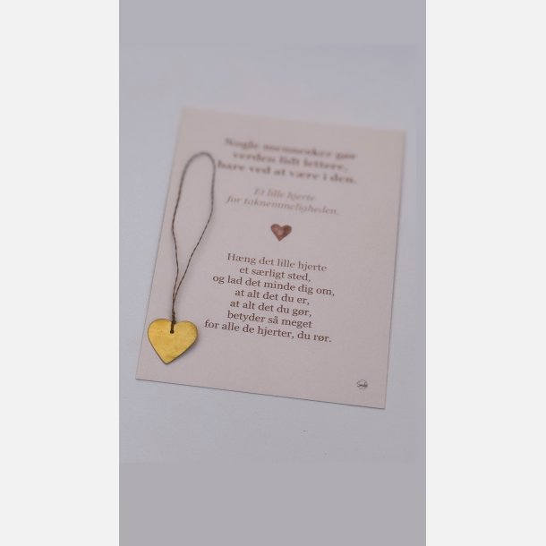Lille hjerte i messing  Tak (A6 kort og messing ophng)