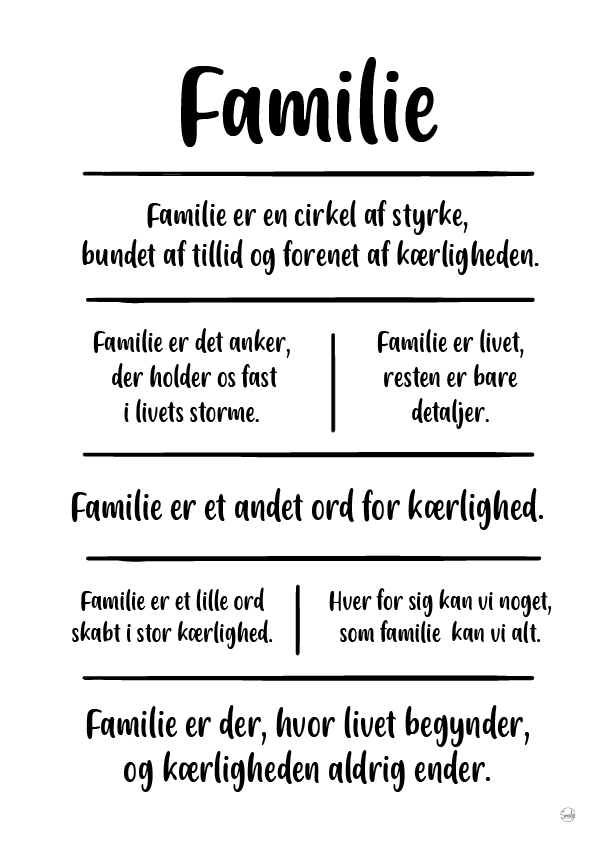 Familie citatkollage A4 - Plakater - ApS