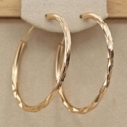 Ava hoops med Geometrisk struktur (Forgyldt og fors�lvet) 40mm UDEN smykke�ske